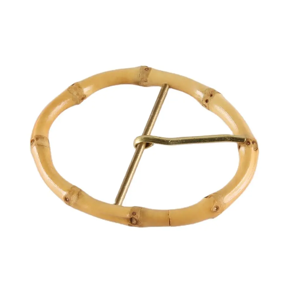 Fashion Clothing Garment Apparel Accessories Geometric Oval Shape Unique Handmade Natural Bamboo Root Needle Pin Belt Buckle