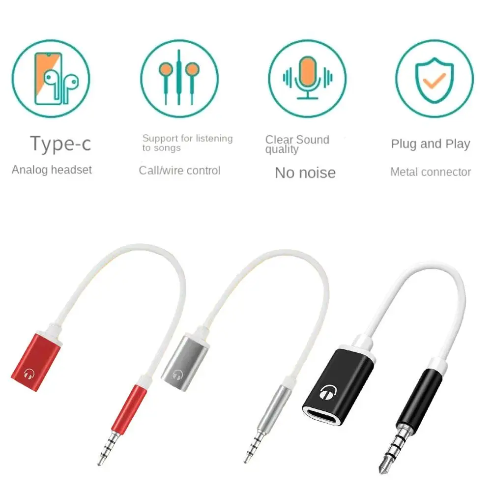 3.5mm Rotating Type-C Female Flat Head Adapter Cable Earphone to round Head Analog Connection Converter for Phones