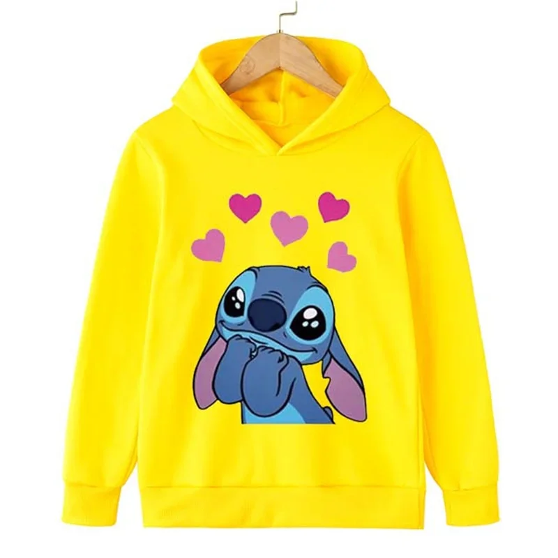 Disney Stitch Men and women Hoodies Long Sleeves Cartoon Sweatshirt Baby Children Clothing Autumn Pullovers Kids Street Wear