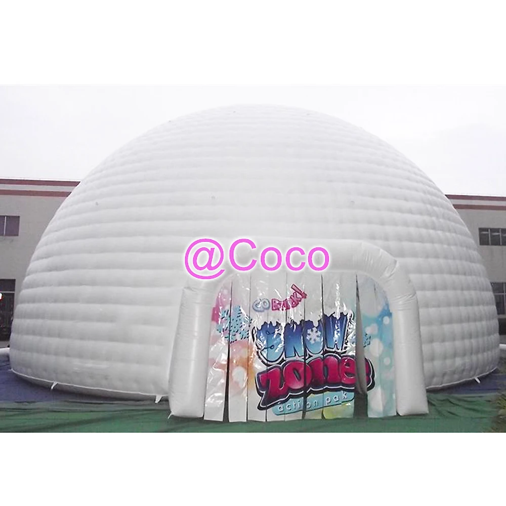 8m diameter outdoor large bubble Igloo tent, snow zone party inflatable tent, white inflatable dome tent