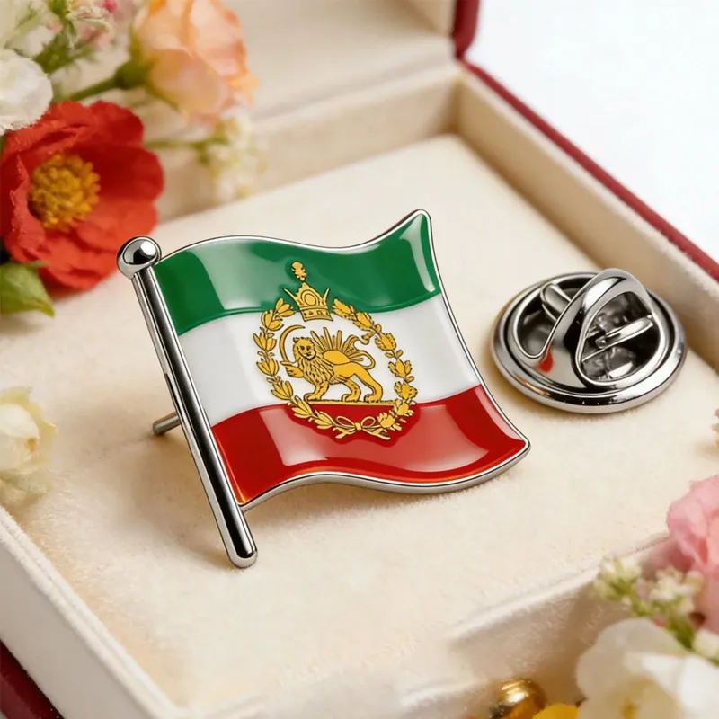 Historical Iran Persia Flag Lapel Pins Badge Brooch Enamel Pins With Lion Sun And Crown Home Decoration Souvenir Series Gifts