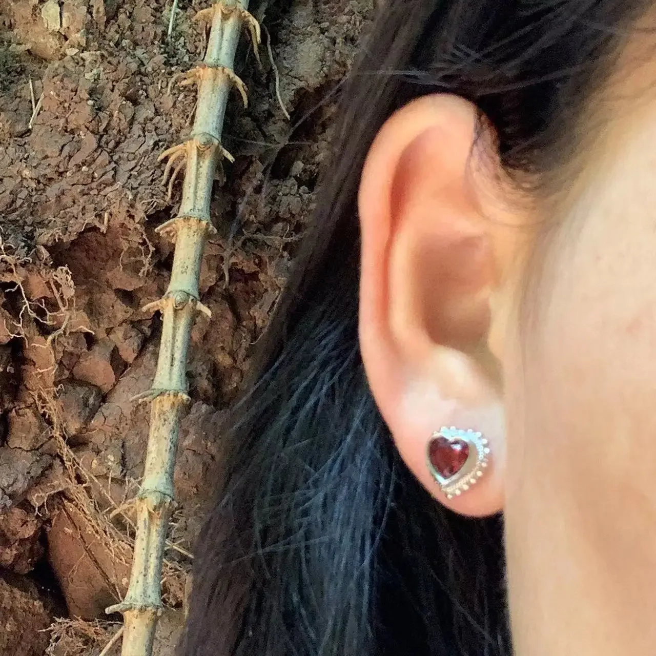 Natural Garnet 925 Sterling Silver Stud Earrings For Women Jewelry Gift Simple Jewelry Green
