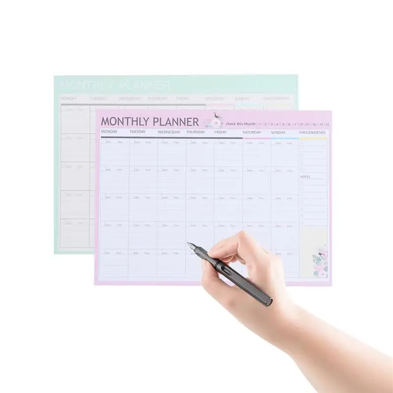 20 vellen A4 maandelijkse planner kalender schema organisator kalenderblok notitieboekje wekelijkse notebook planner memo roze groen gemengd