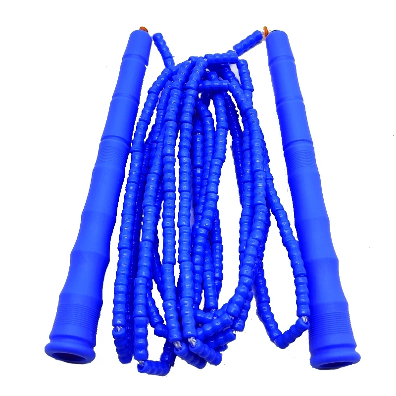 NEVERTOOLATE NO LOGO PVC beads long handle PURE BLACK BEADED ROPE 3 meter skipping rope soft PVC beads adult skill tricks