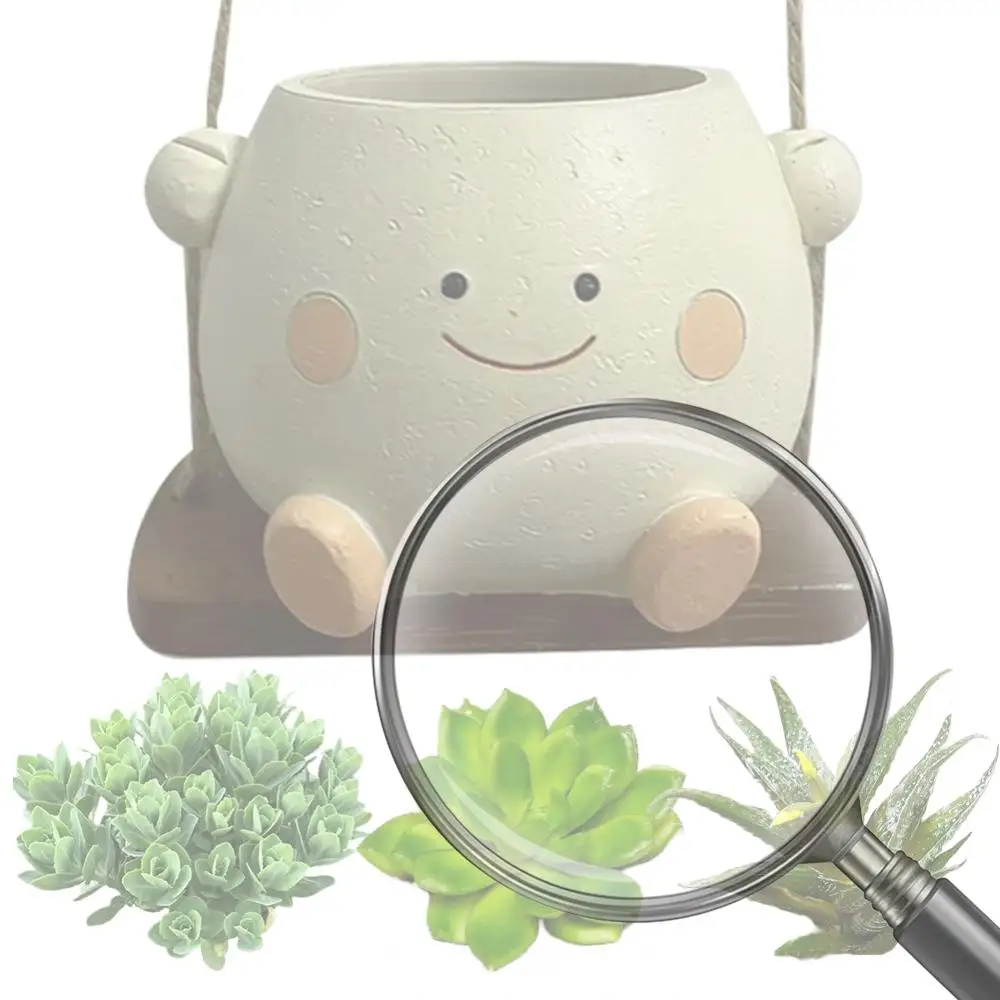 

2 шт., подвесной гамак, кашпо из смолы, подвесное кресло-качалка, кашпо, креативный контейнер для цветов с улыбкой на лице для комнатных и уличных растений