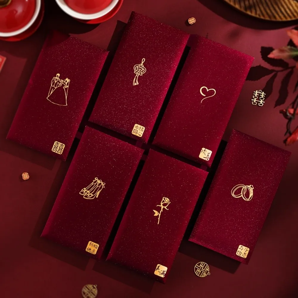

Chinese Horse Year New Year Red Envelope Hard Paper Thickened Chinese Money Envelopes 6Pcs Mixed Hot Gold Lucky Red Bag
