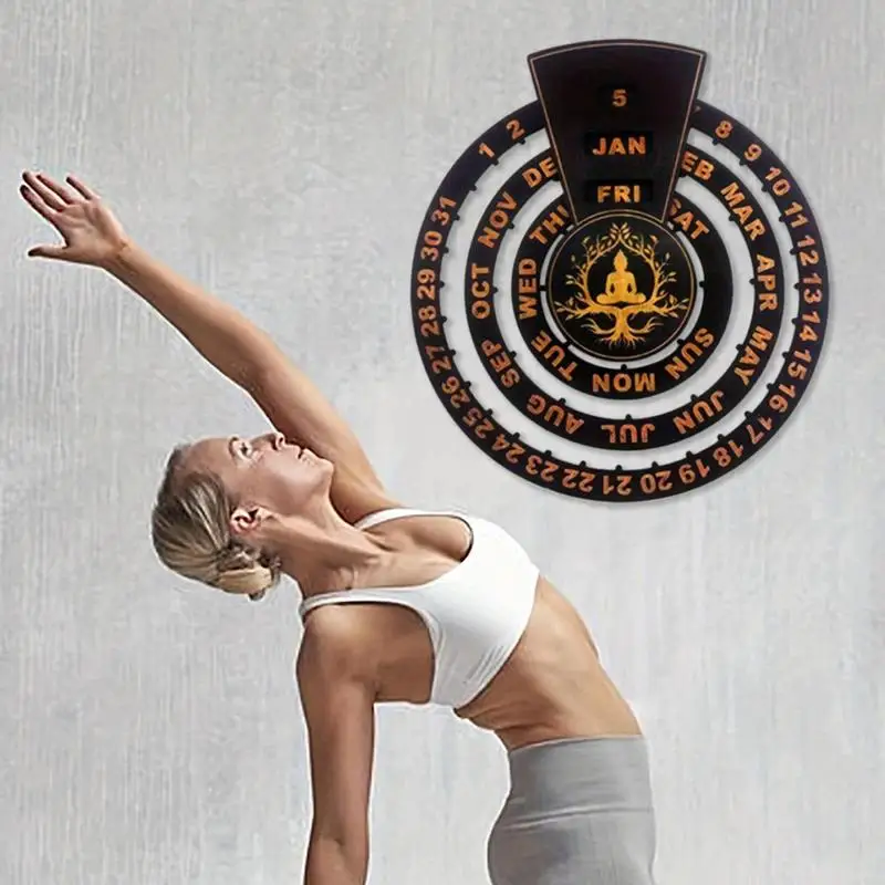 تقويم مكتبي دائم خشبي مكتب خشبي ريفي دائري تقويم مكتب عرض التاريخ كتلة التقويم الديكور لغرفة النوم