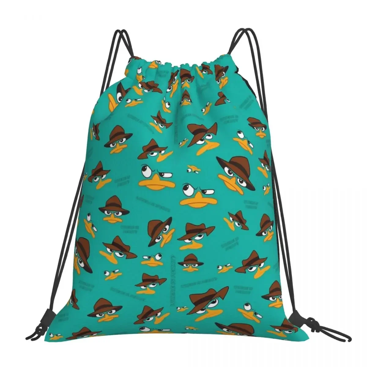 Perry The Platypus Backpacks Fashion Portable Drawstring Bags Drawstring Bundle Pocket Sports Bag BookBag For Travel School