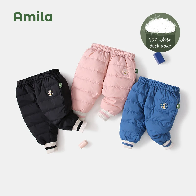 

Amila Kids Down Pants 2024 Winter New Outer White Duck Down Baby Thick Warm Trousers Boys and Girls children's Clothing Fashion