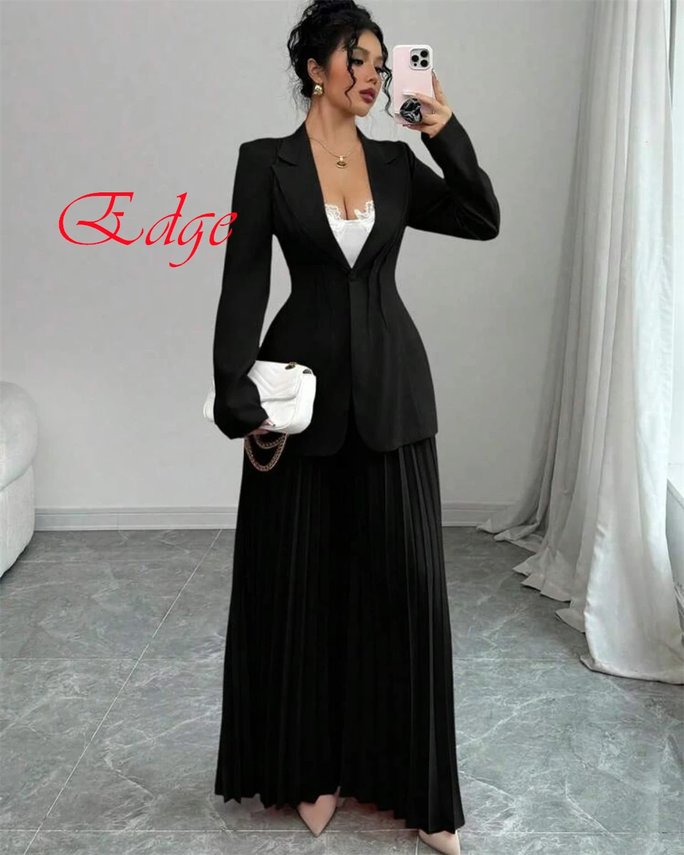 Robe de soirée en Jersey noir, tempérament personnalisé, haute qualité, décolleté en v profond, manches longues, boutons, traîne de balayage, robe de soirée