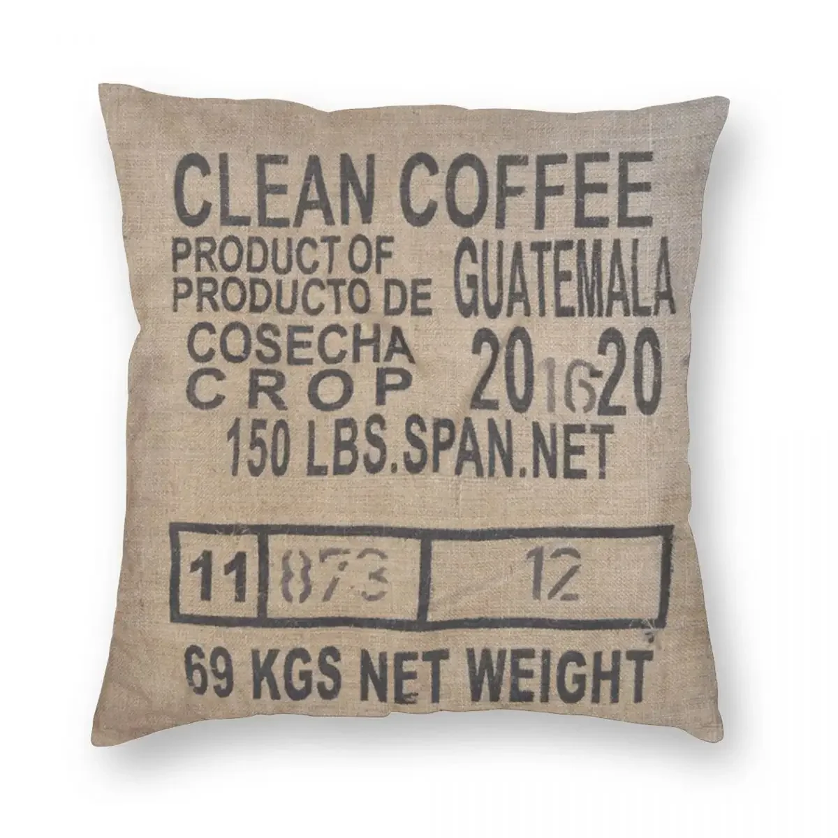 Guatemala Clean Burlap Jute Coffee Sack Pillowcase Polyester Linen Velvet Zip Decor Throw Pillow Case Home Cushion Cover