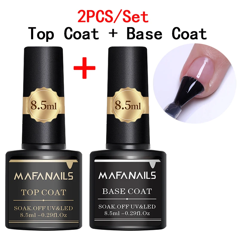 2 Stuks Nail Top Coat & Base Coat Gel Lak Sets 8.5Ml * 2 Semi-Permanente Nagellak Rubber Top Coat Coat Manicure Functie Gel