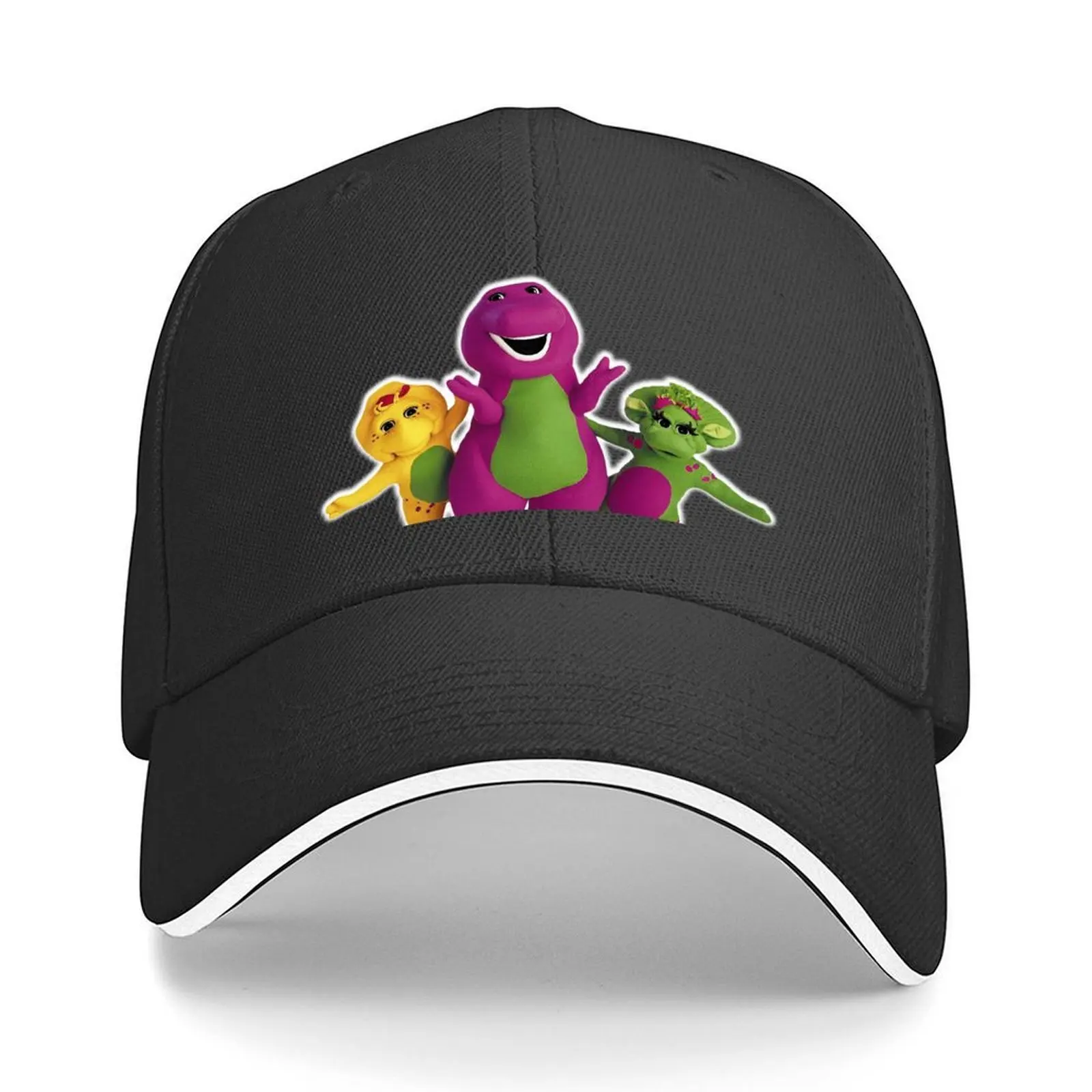 

Barney The Dinosaur trio Glowing in White Baseball Cap Snapback Cap Streetwear party Hat Women's Beach Men's
