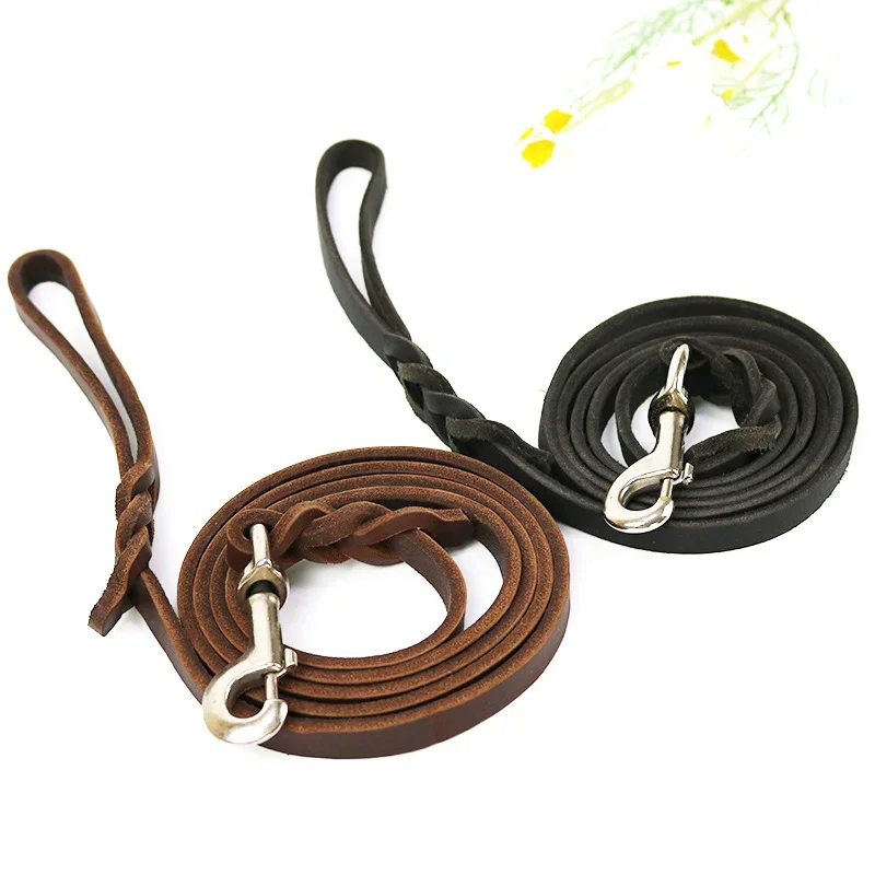 1.2-2.1m Genuine Leather Dogs Leash with Hook Pet Walking Training Brown  Black Colors for Medium Large Pet Shepherd Greyhound - AliExpress 15