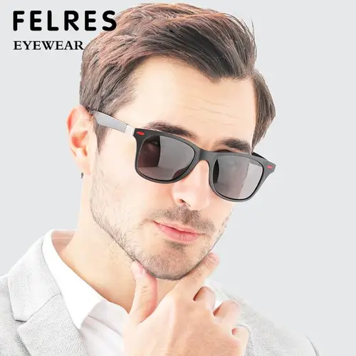 Imagen 2 del producto Gafas de sol cuadradas con lentes negros para hombre, gafas de lectura graduadas, lectores de presbicia teñidos, sombra para exteriores, gafas de sol con protección UV