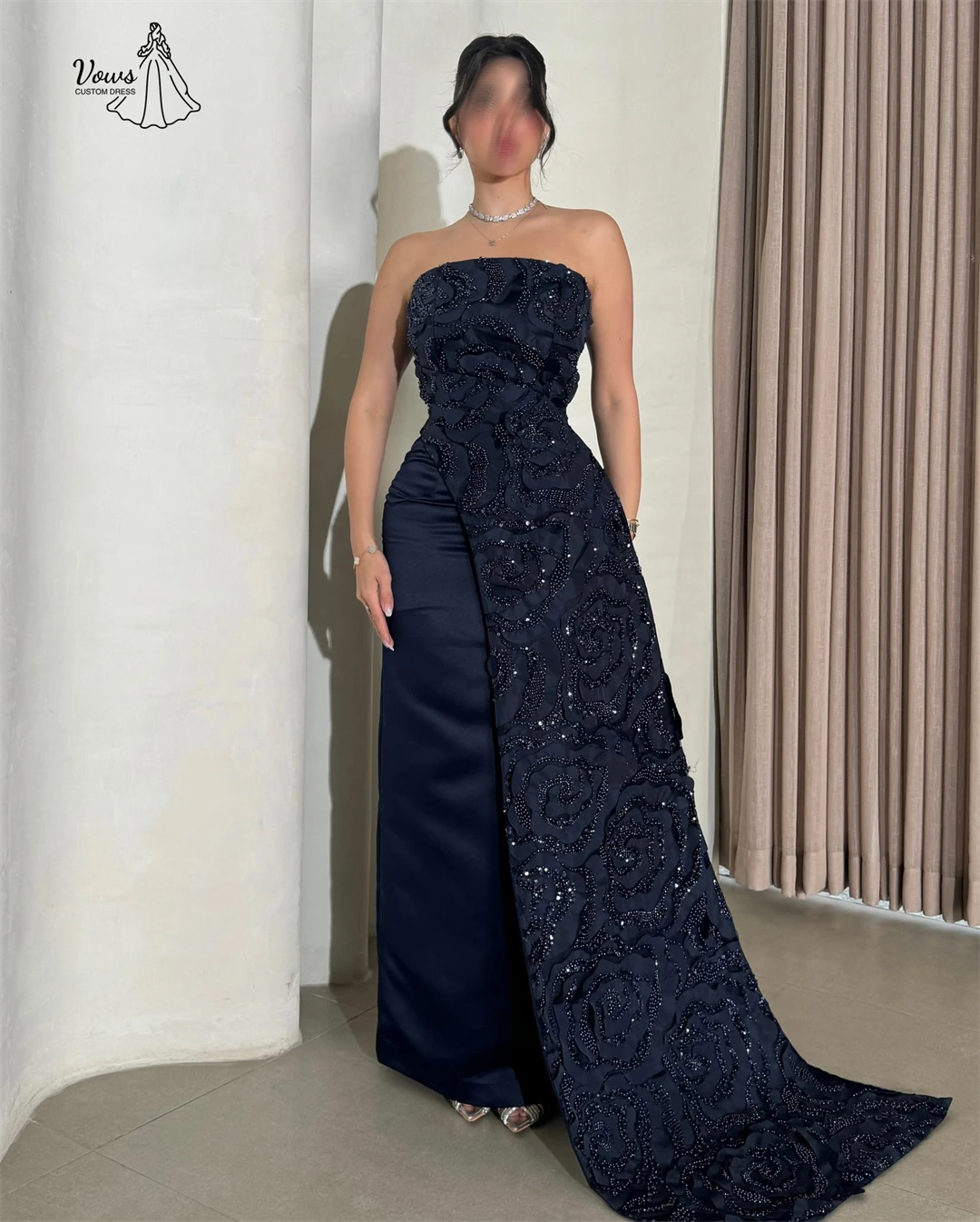 Vows Abiti neri su misura Abiti da festa eleganti da donna 2025 con spalle scoperte Abito da sera di lusso Dubai Abito da donna per invitati al matrimonio