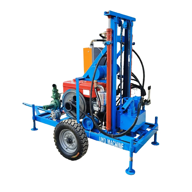 

150m Depth Has 2 Wheels Diesel Water Well Drilling Rig/Small Well Drilling Machine Drilling Diameter 50mm-300mmm