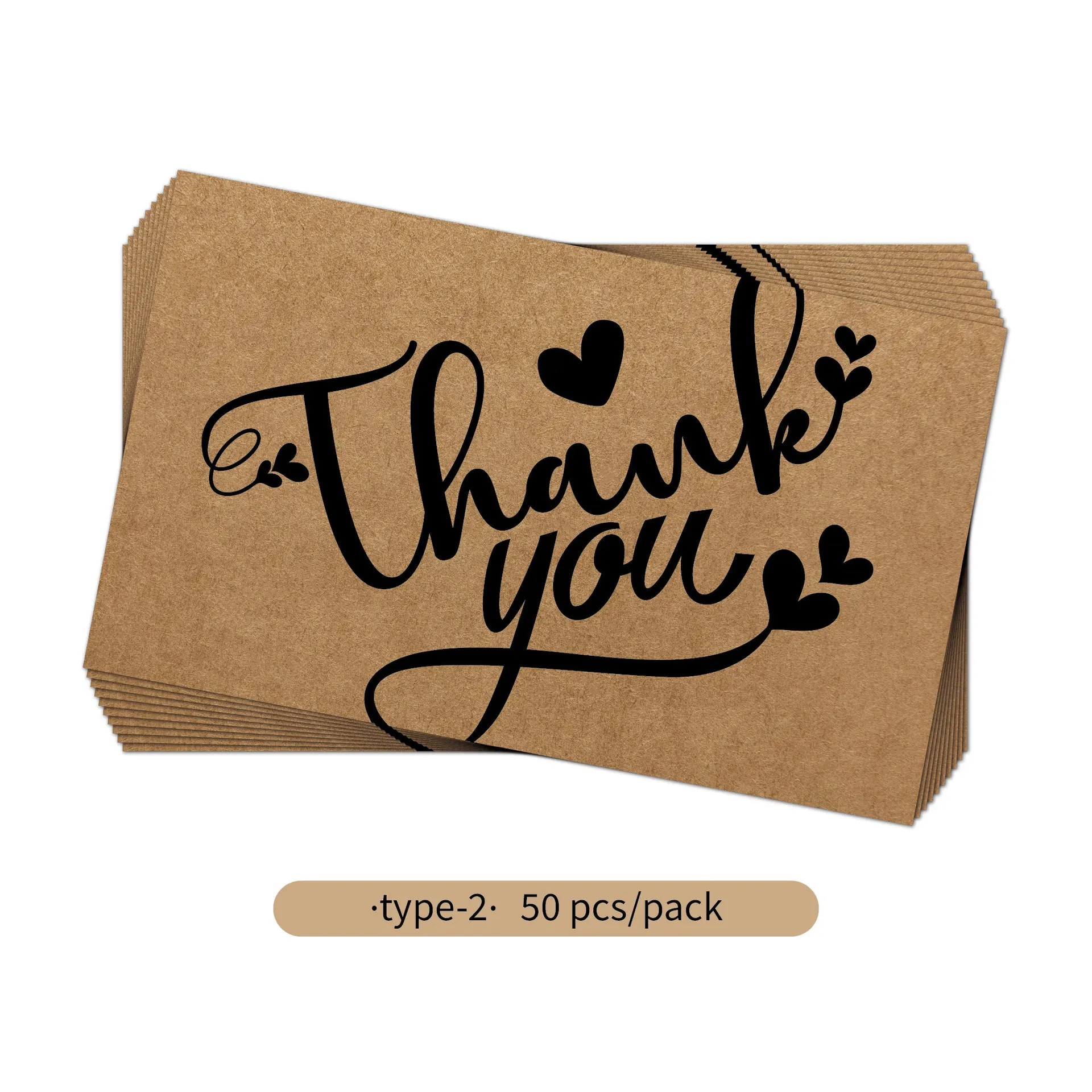 50 Pcs/set of Vintage Kraft Paper Thank-you Cards Party Gift Packaging Accessory Cards Bookmarks for Books Korean Stationery
