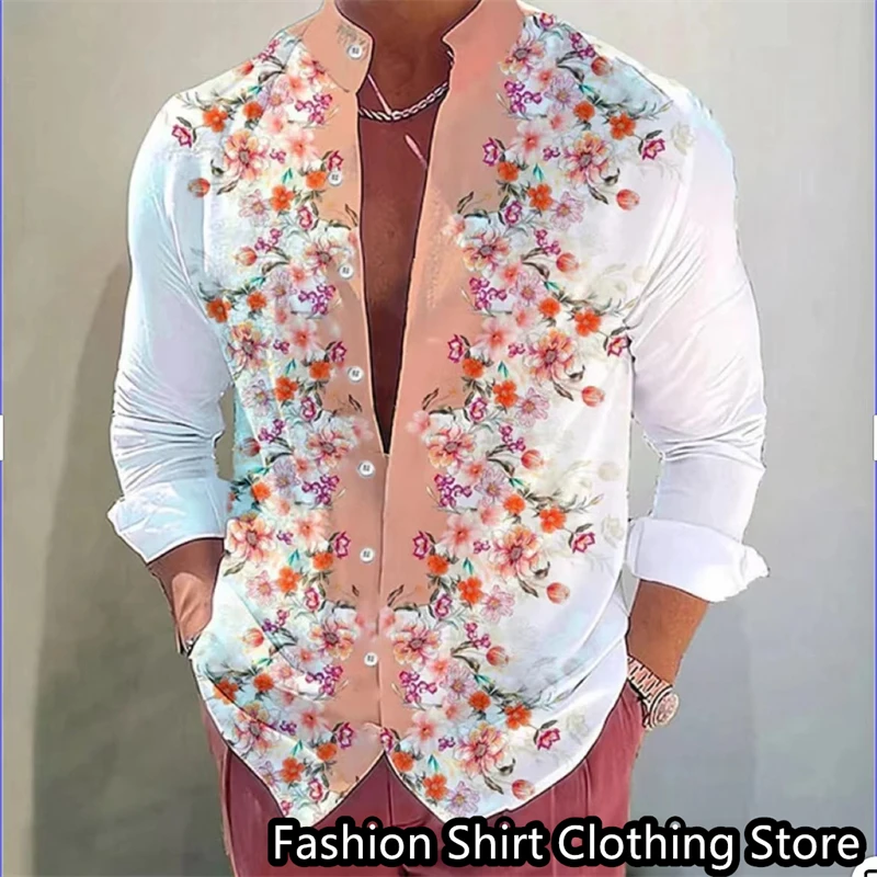 Men\'s shirt casual long -sleeved shirt 3D printed high -definition pattern shirt daily shopping fashion designer oversized size