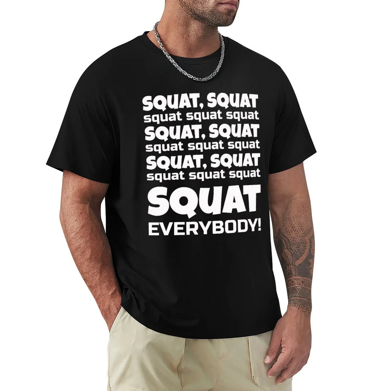 

Squat Everybody! Shots Gym T Shirt LMFAO & Lil Jon Parody T-Shirt All Match Print Short Sleeve Top