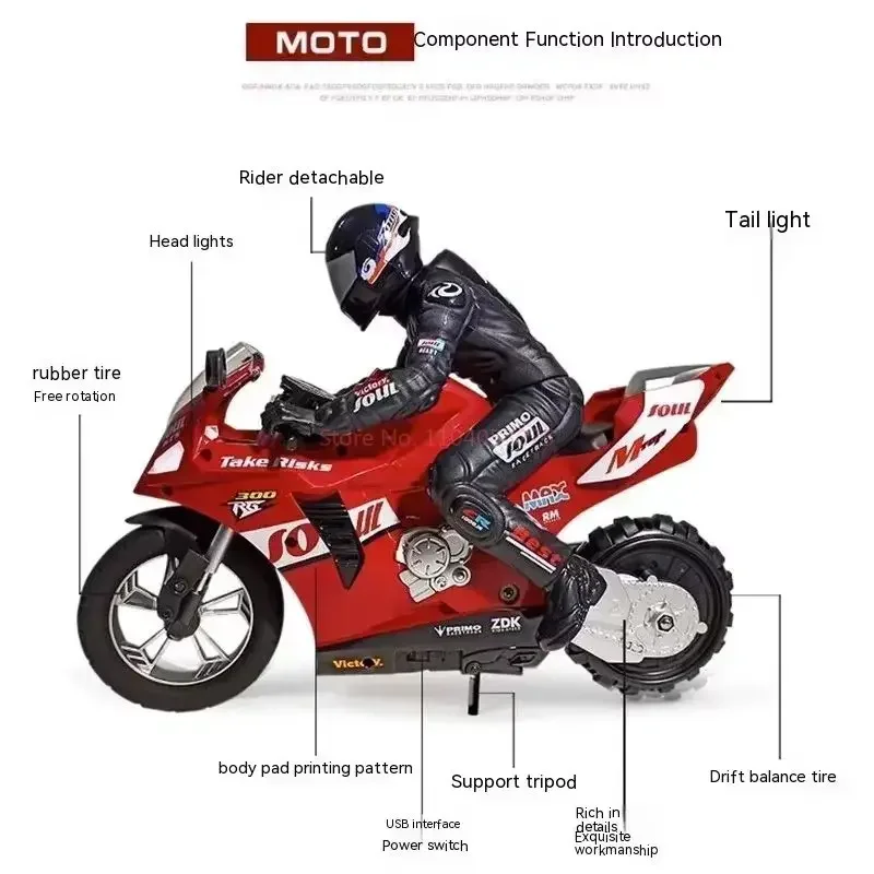 Nueva motocicleta acrobática con control remoto, con cabeza volteada, deriva y rotación, motocicleta Rc de alta velocidad, modelo de carreras, juguete para regalo