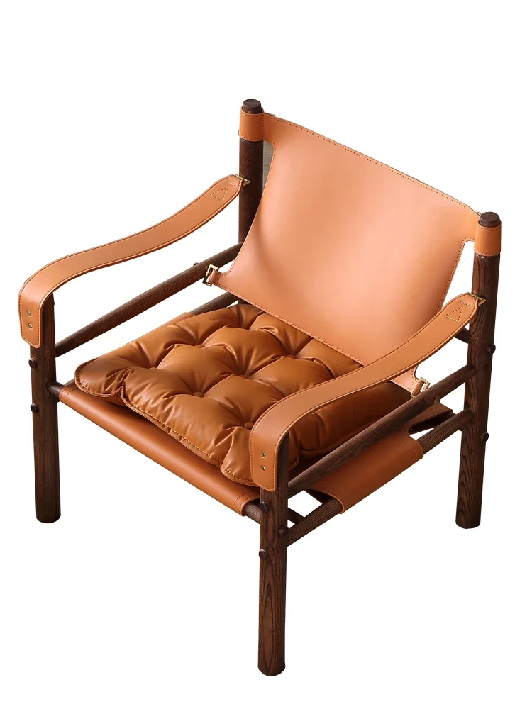 Printed hunting chair solid wood creative leather single leisure sofa chair