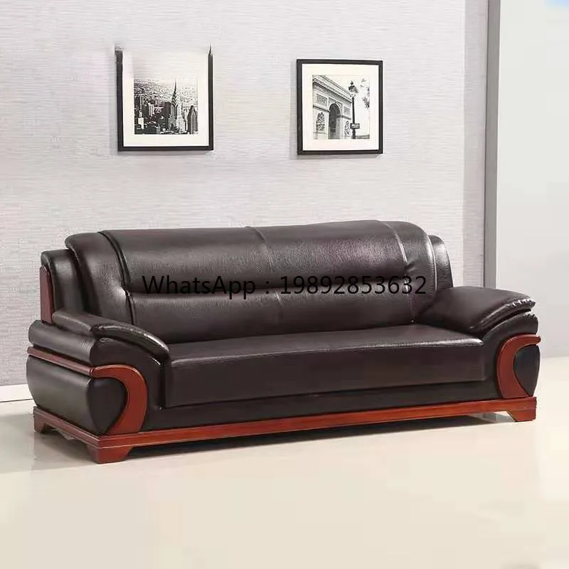 LYY Modern Chinese Style Office Sofa Coffee Table Set Office Sofa Single Three-Seater Reception Sofa Leather