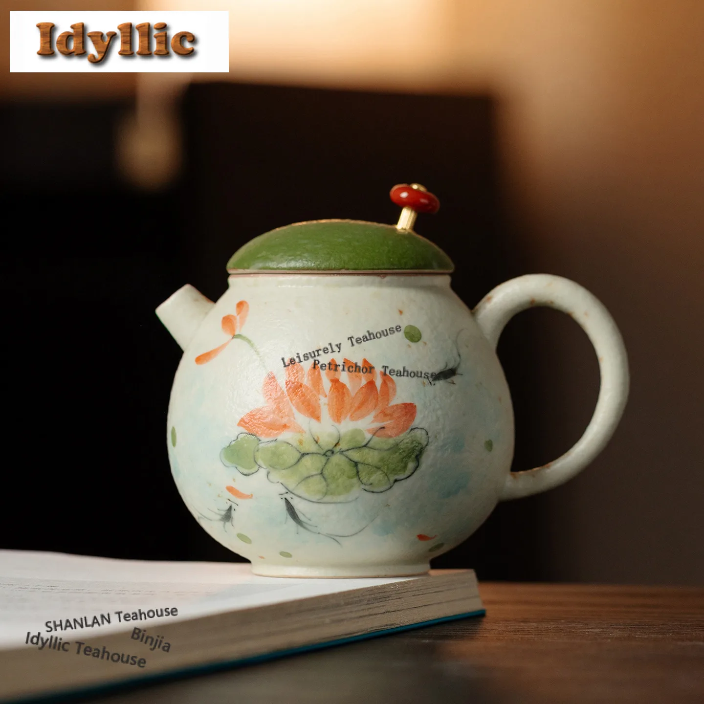 

140ml Hand-painted Lotus Fish Ball Teapot Creative Tea Infuser Pot Tea Making Kettle With Strainer Tableware Supplies Decoration