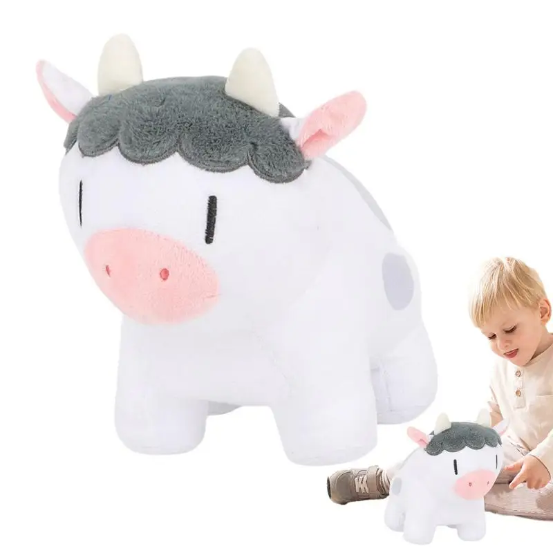 Mucca di peluche peluche cartone animato mucca pulcino farcito bambola di peluche morbido peluche animali di peluche simpatici animali di peluche sensoriali agitati