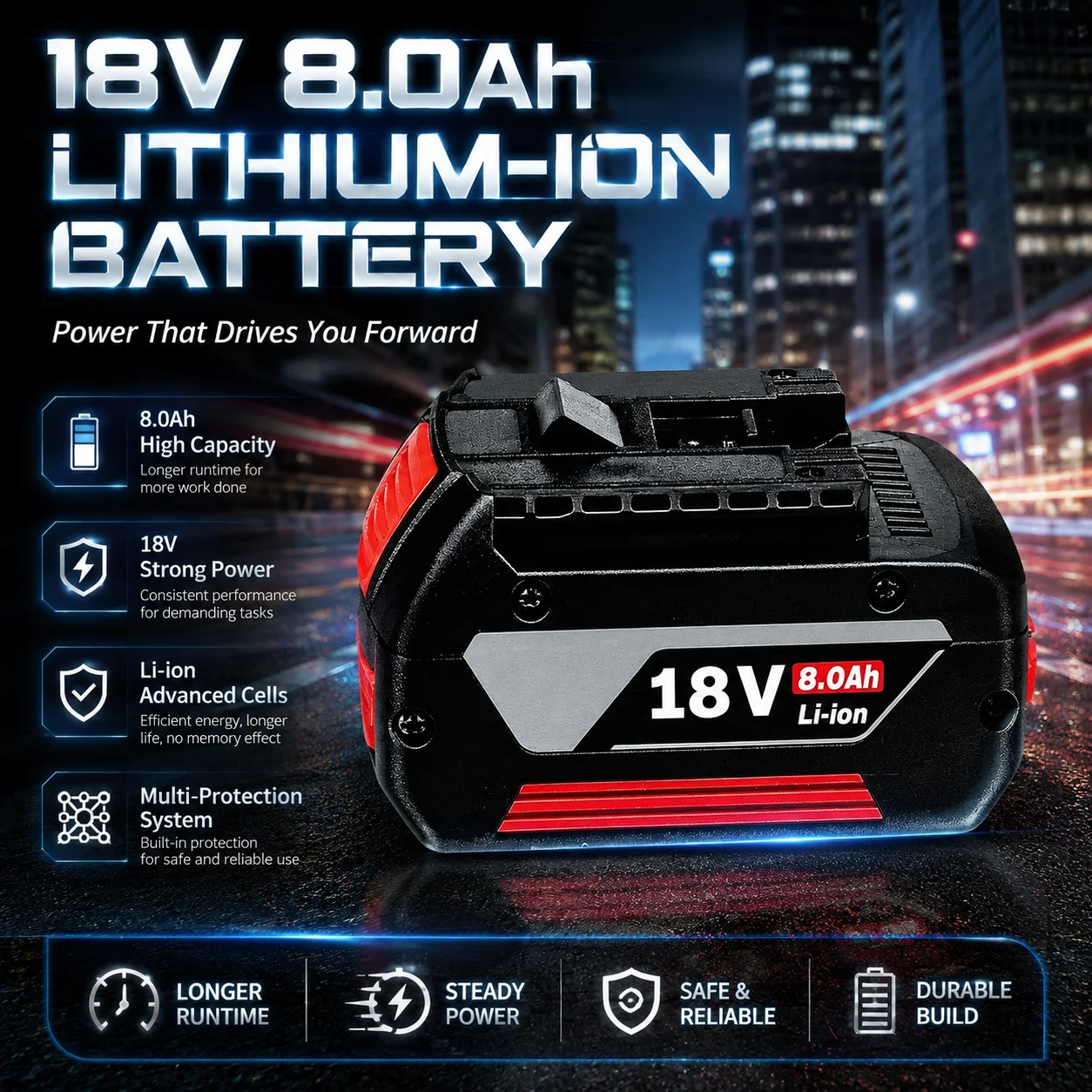 Neue 18V 8.0AH Professionelle Lithium-Batterie für Bosch BAT609 BAT609G BAT618 BAT618G Elektrowerkzeug Wiederaufladbare Batterie