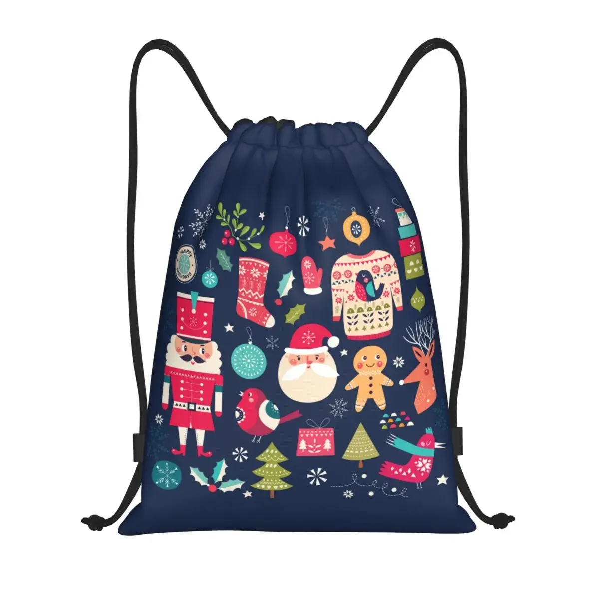 Custom Christmas Drawstring Backpack Sports Gym Bag for Men Women Nutcrackers Toy Soldier Training Sackpack