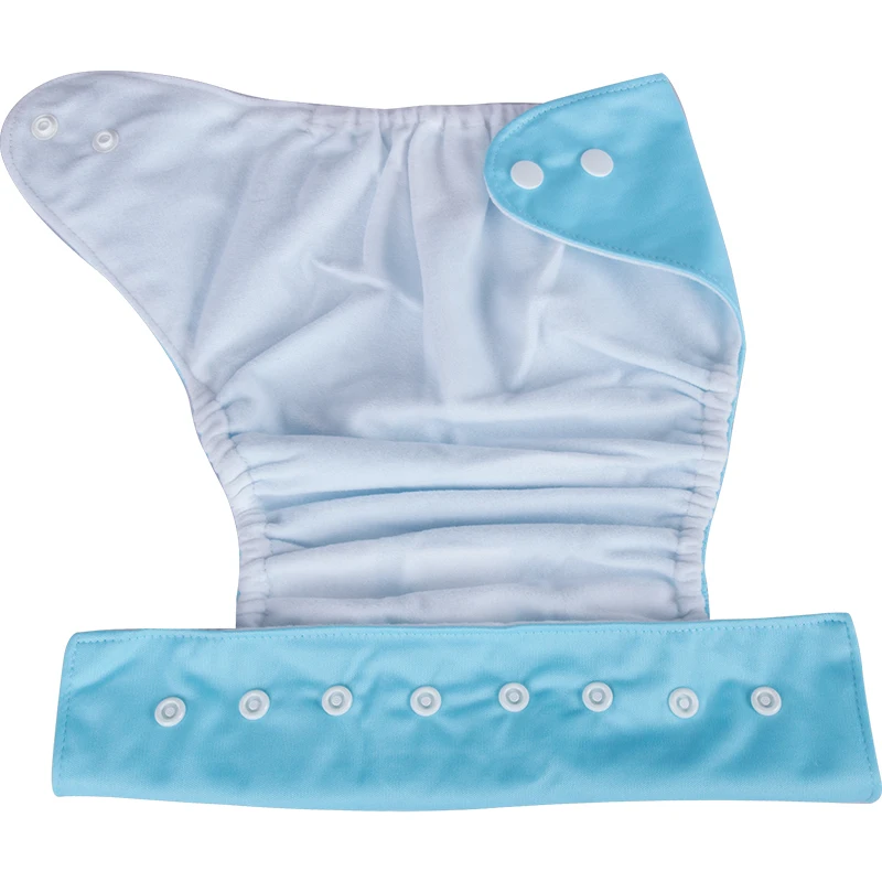 [AIO] – couche-culotte écologique réutilisable pour bébé de 0 à 3 ans, 4 couches + 4 Inserts, couleur unie, imperméable, avec poches, ajustable