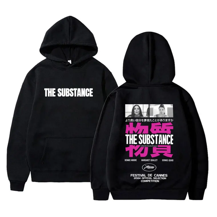 

Horror Movie The Substance Double Sided Print Hoodie Men Women Fashion Oversized Streetwear Male Casual Vintage Hooded Tracksuit
