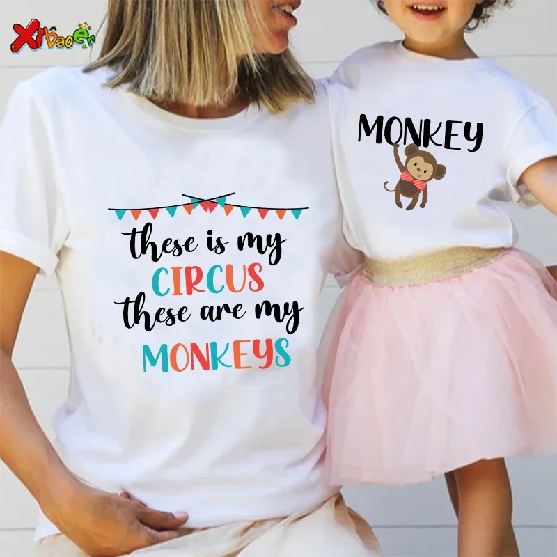 Mother Days Gifts Tshirt Family Matching T Shirt Outfits Monkey Mommy and Me Mother Daughter Matching Clothes Tees Baby Rompers 2