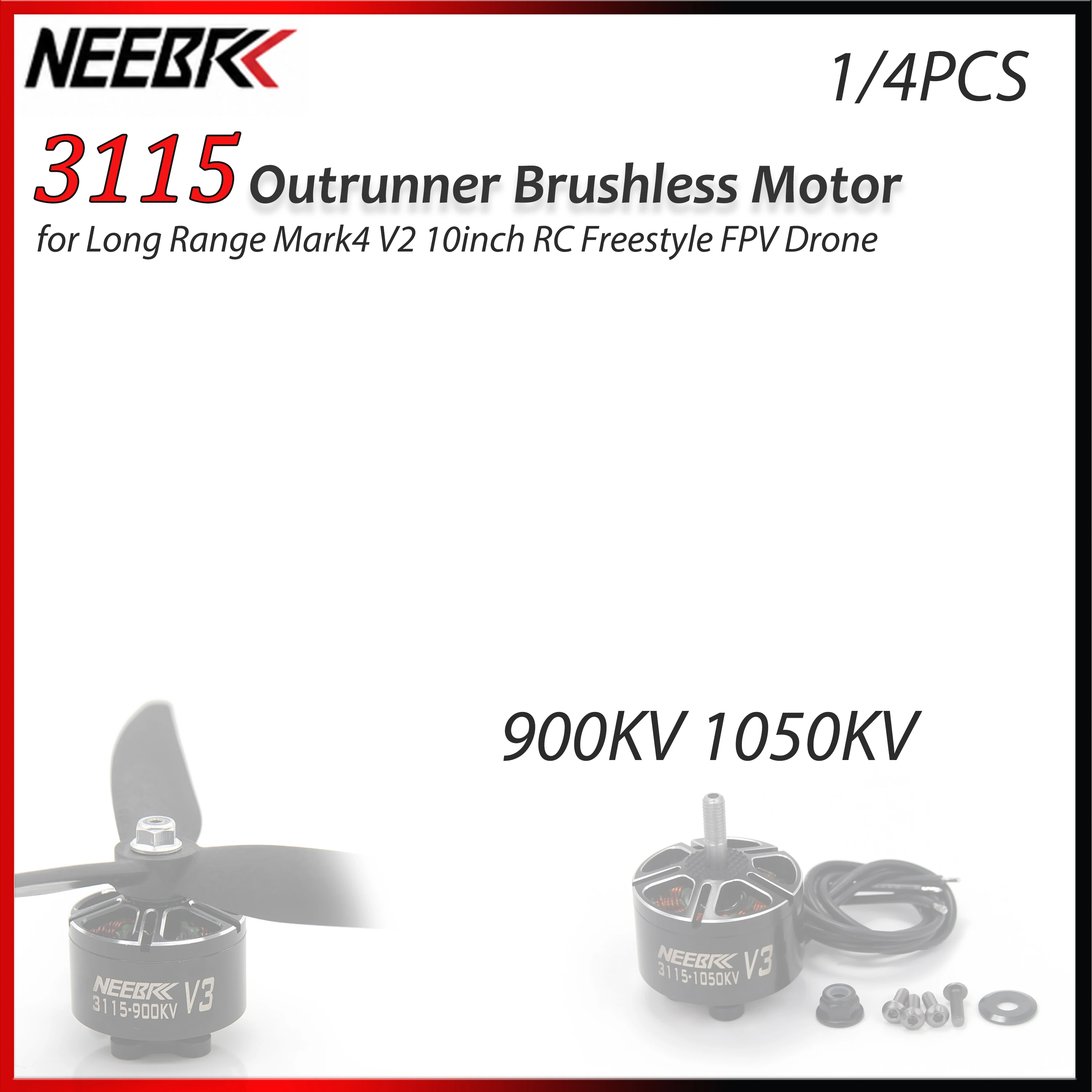 

1/4PCS NEEBRC 3115 900KV 1050KV Outrunner Brushless Motor for Long Range Mark4 V2 10inch RC Freestyle FPV Drone Plane DIY Parts