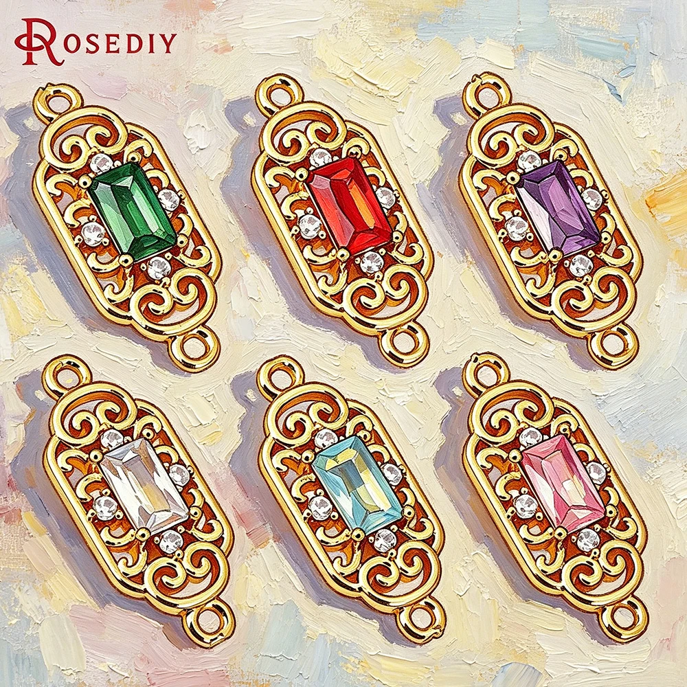 10PCS 18K Gold Color Rectangle Connect Charms Pendants High Quality Diy Jewelry Accessories Earrings Making Materials