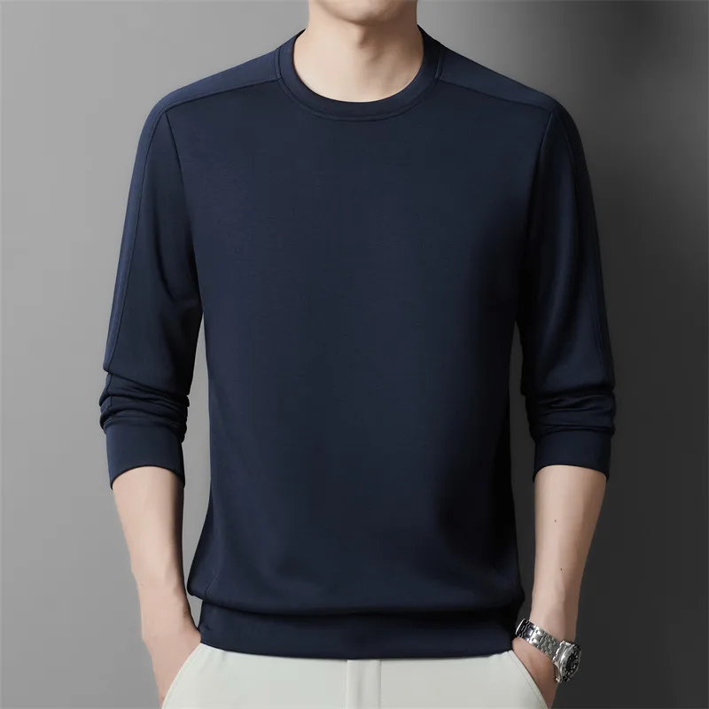 Autumn Men Essential Sweatshirt White Black Coffee Blue O-Neck Long Sleeve Cotton Tops Basic Smart Casual Attire Leisure OOTD