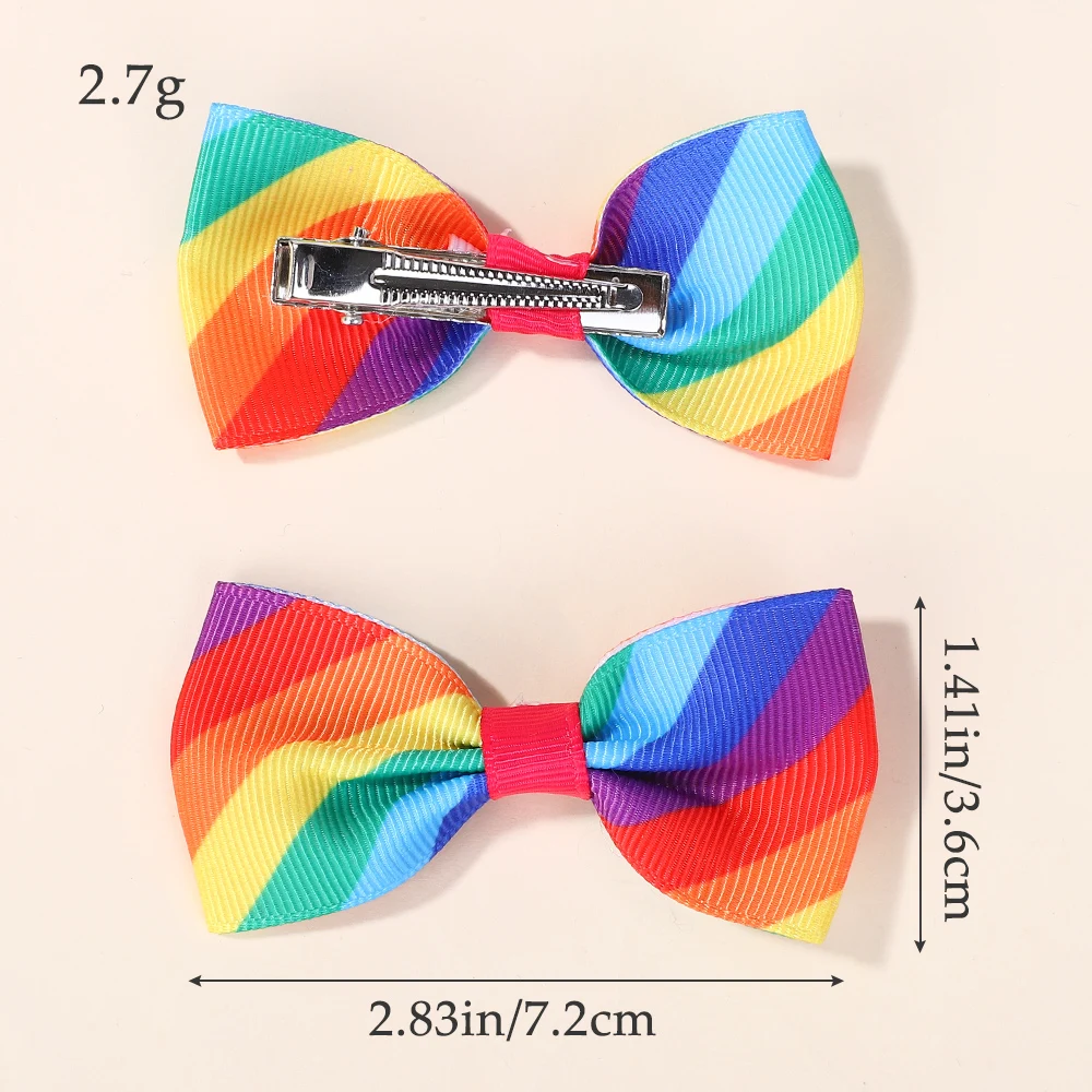 40 Uds. De pinzas para el pelo con lazo con estampado aleatorio para bebé, pasadores de horquillas con estampado de arcoíris, accesorios para el cabello para niñas y niños