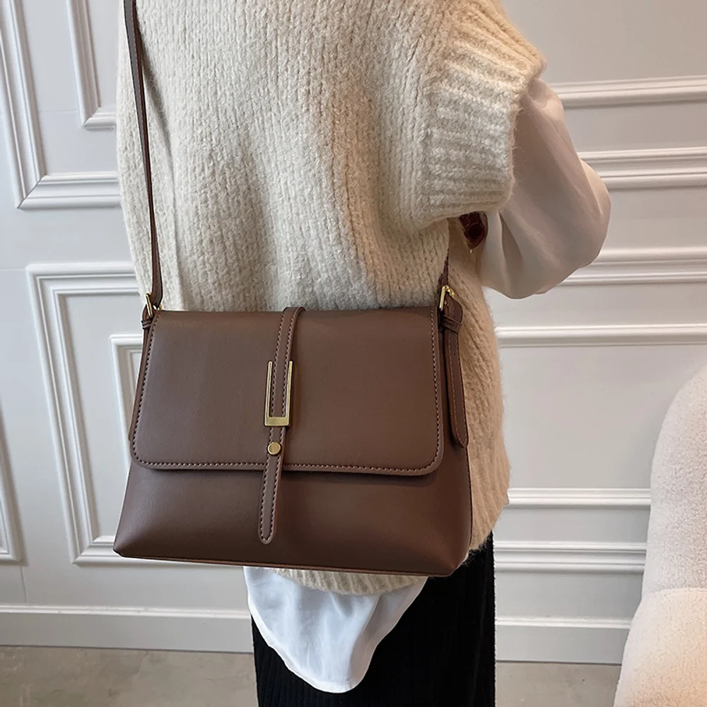 Bolso grande vintage de moda para mujer, bandolera de hombro moderna y elegante, bolso cruzado popular para otoño e invierno