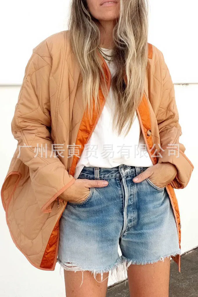 Women Thick Coats Single Breasted Spliced Jackets Pockets Loose Coat Warm Casual Solid Outwear Office Lady Winter 2025