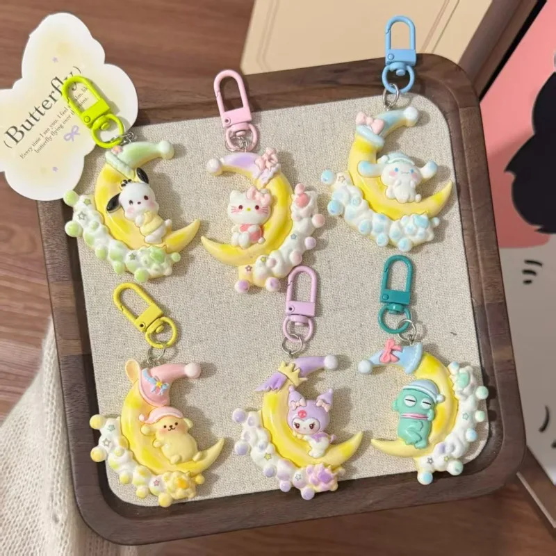 Sanrio Little Twin Stars Kawaii Moon Star Keychain Cute Goodnight Cartoon Pendant Bag Charm Gift for Girl Best Friend Birthday