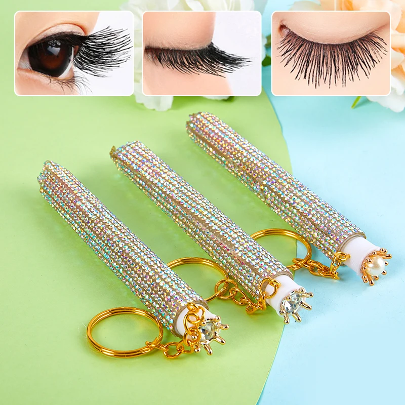 Reusable Empty Mascara Tube With Eyelash Wand Gold Chain Micro Lash Spoolie Cleaner Mini Cilia Comb Brushes