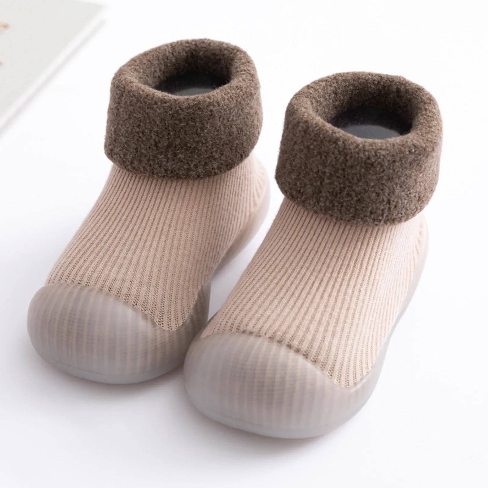 Warm Knit Baby Slipper Rubber Stocking Boys Sole Girls Solid Socks Toddler Shoes Kids Soft Baby Care Teen Boys Bedroom Slippers