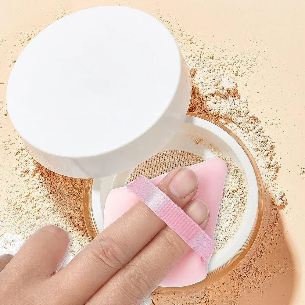 2/6 pçs triângulo pó puff mini rosto maquiagem esponja cosméticos algodão macio rosto pó puff lavável veludo maquiagem puff ferramentas