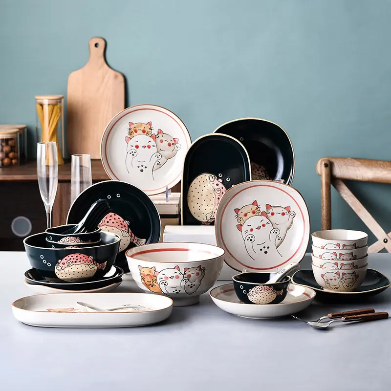 Aesthetic Friendly Dinner Sets Unique Nordic Kitchen Luxury Dinnerware Set Ceramic Designer Vajilla Ceramica Tableware Set