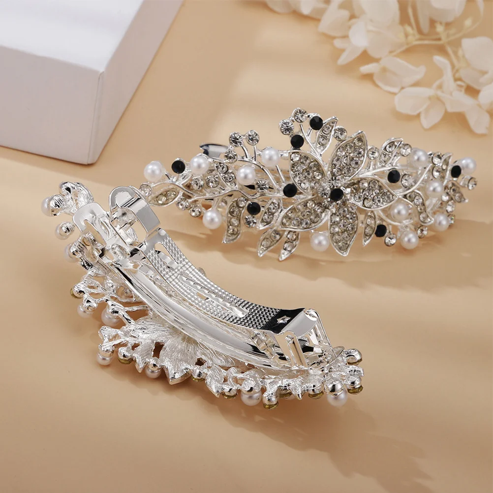 

Pearl Hair Clip Rhinestone Flower Hairpin Elegant Women Hair Accessory Special Occasion Birthday Holiday Wedding