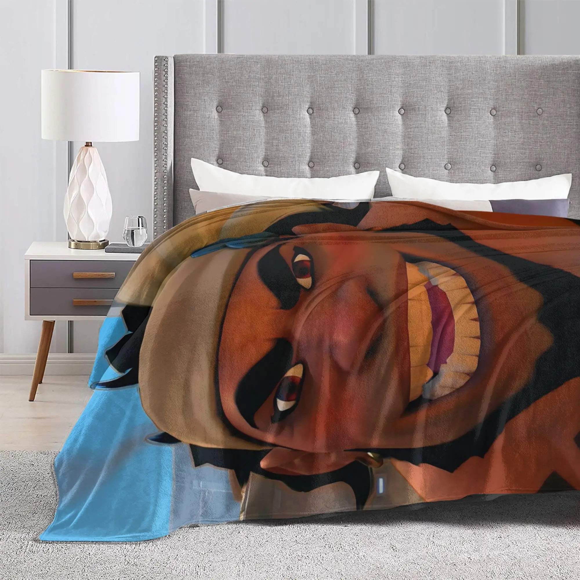 Funny Overwatch 2 Hero Mauga Meme Velvet Throw Blanket Game Blankets for Sofa Bedroom Super Warm Bedspread