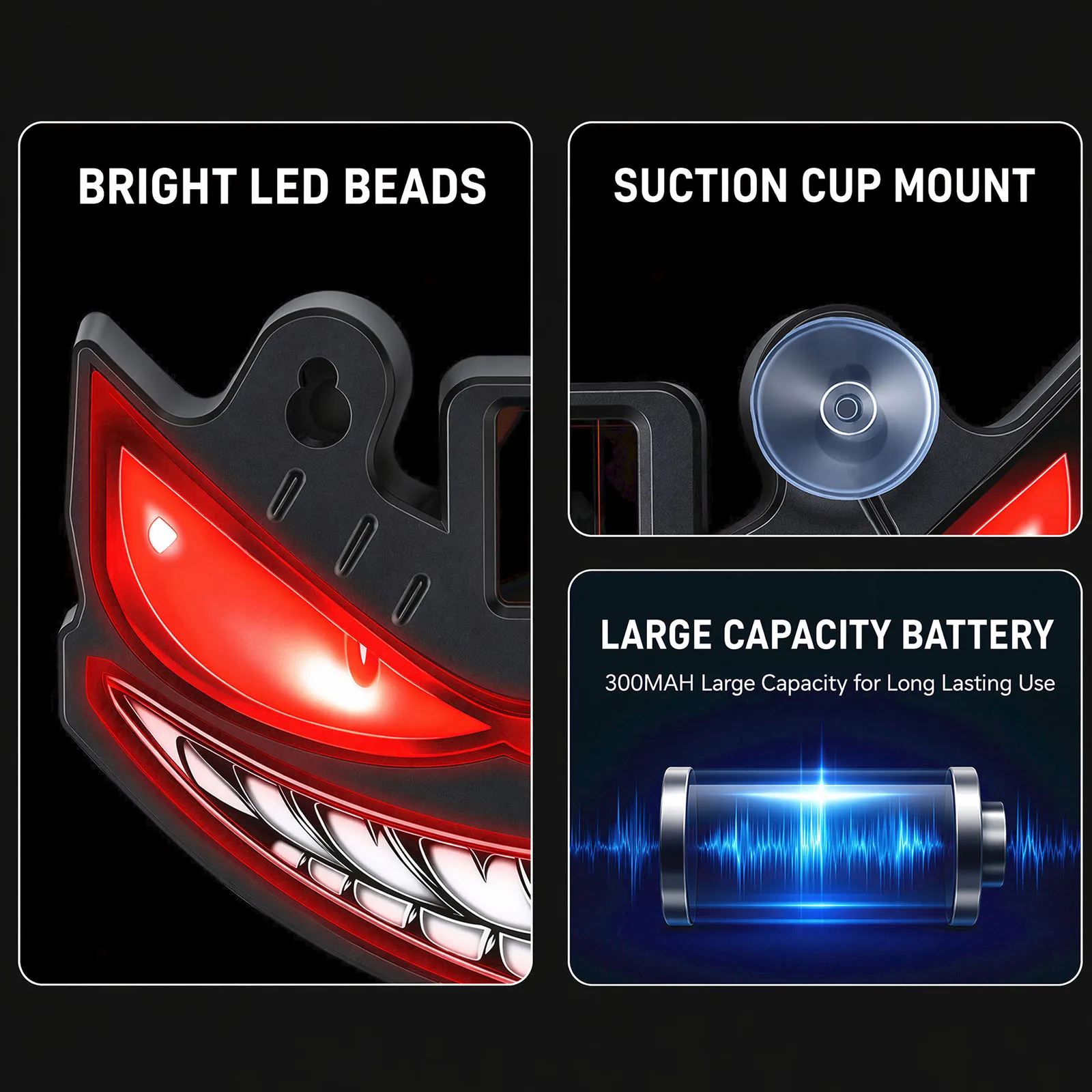 Animated Devil Eyes Light Waterproof Devil Eyes Light Dynamic Windshield Ambient Lamp for Suv Truck Van Rv Roadside Safety