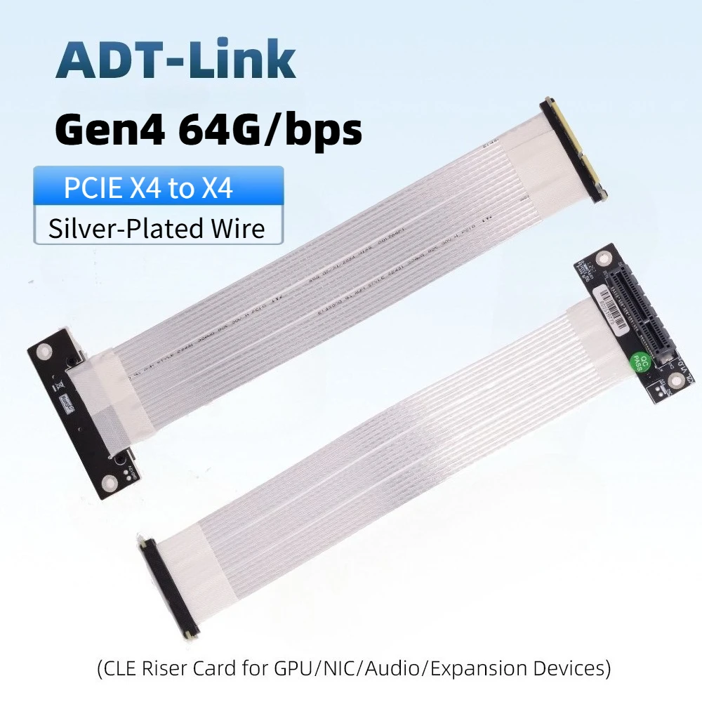 ADT K22SL-TL PCI-E 4.0 X4 To X4 Riser Extension Cable for Network Acquisition NVMe SSD USB Adapter Card Dual 90 180 Right Angle