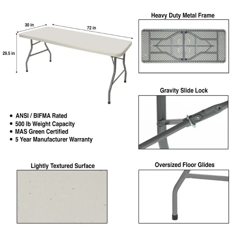 Baldwin Collection 6 Foot Folding table, 30